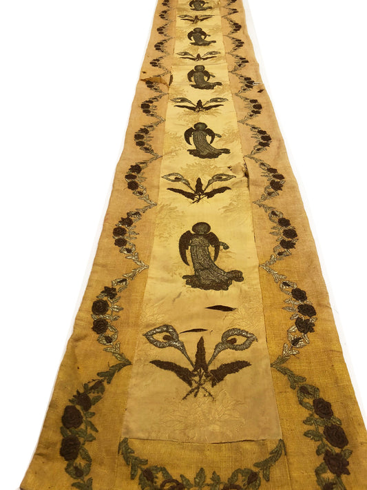 18th Century Italian Silk Embroidery Panel ID: L0619-01