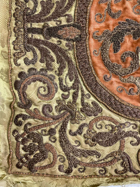 18th Century European Embroidery on Silk ID: T042111