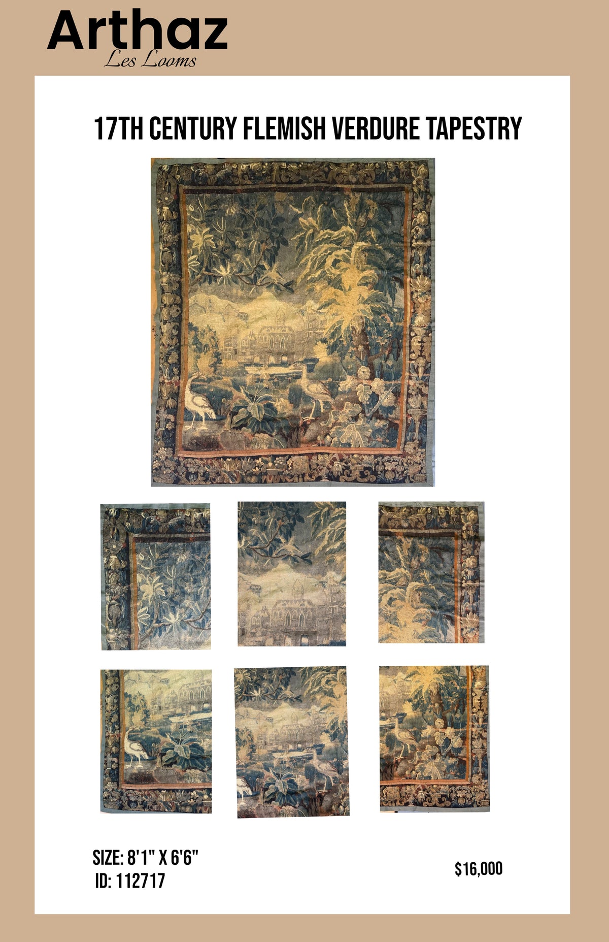 17th Century Flemish Verdure Tapestry ID: 112717