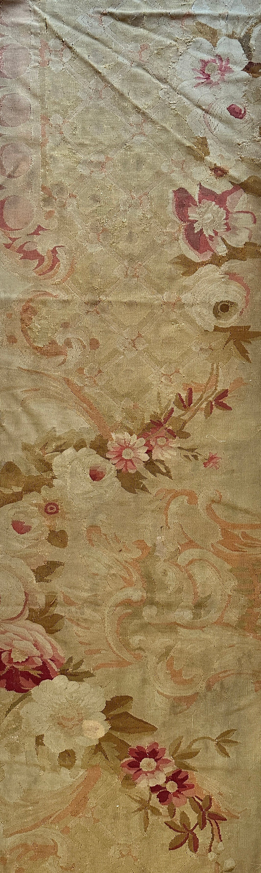 19th Century Aubusson Floral Runner Remnant for Pillows ID: 710055