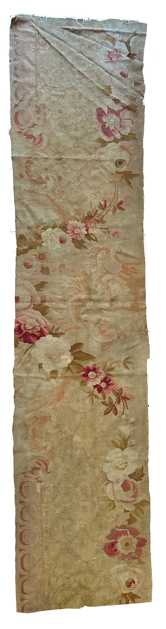 19th Century Aubusson Floral Runner Remnant for Pillows ID: 710055