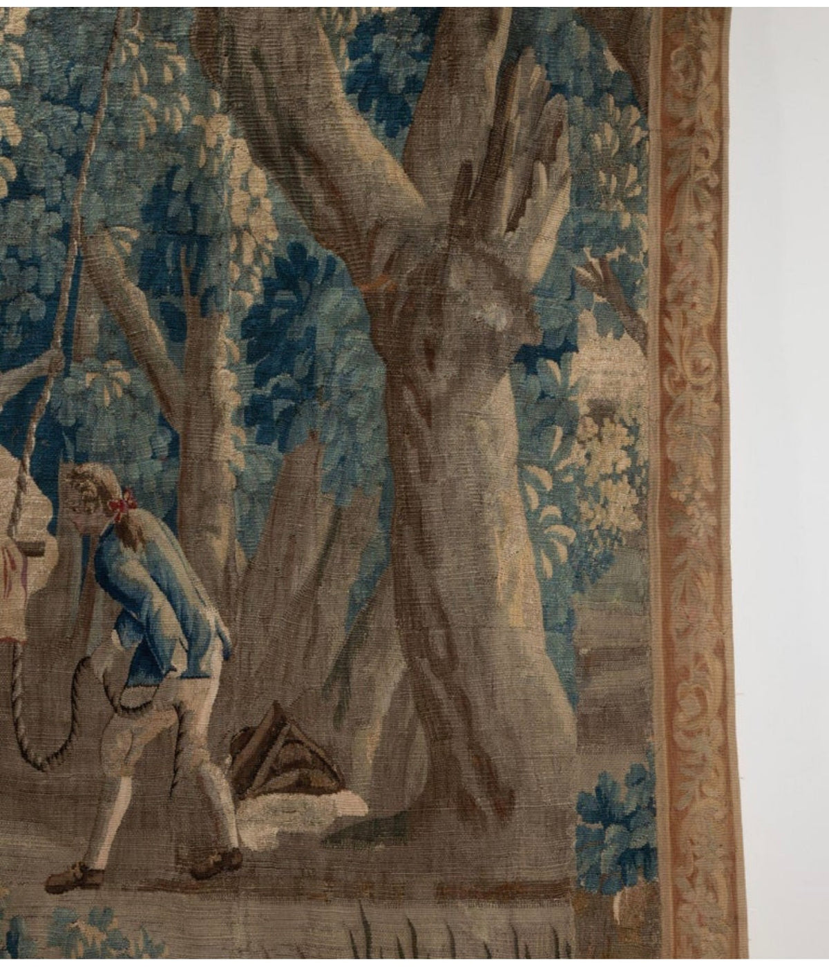 Early 18th Century Flemish Tapestry Wall Hanging - Girl on a Swing