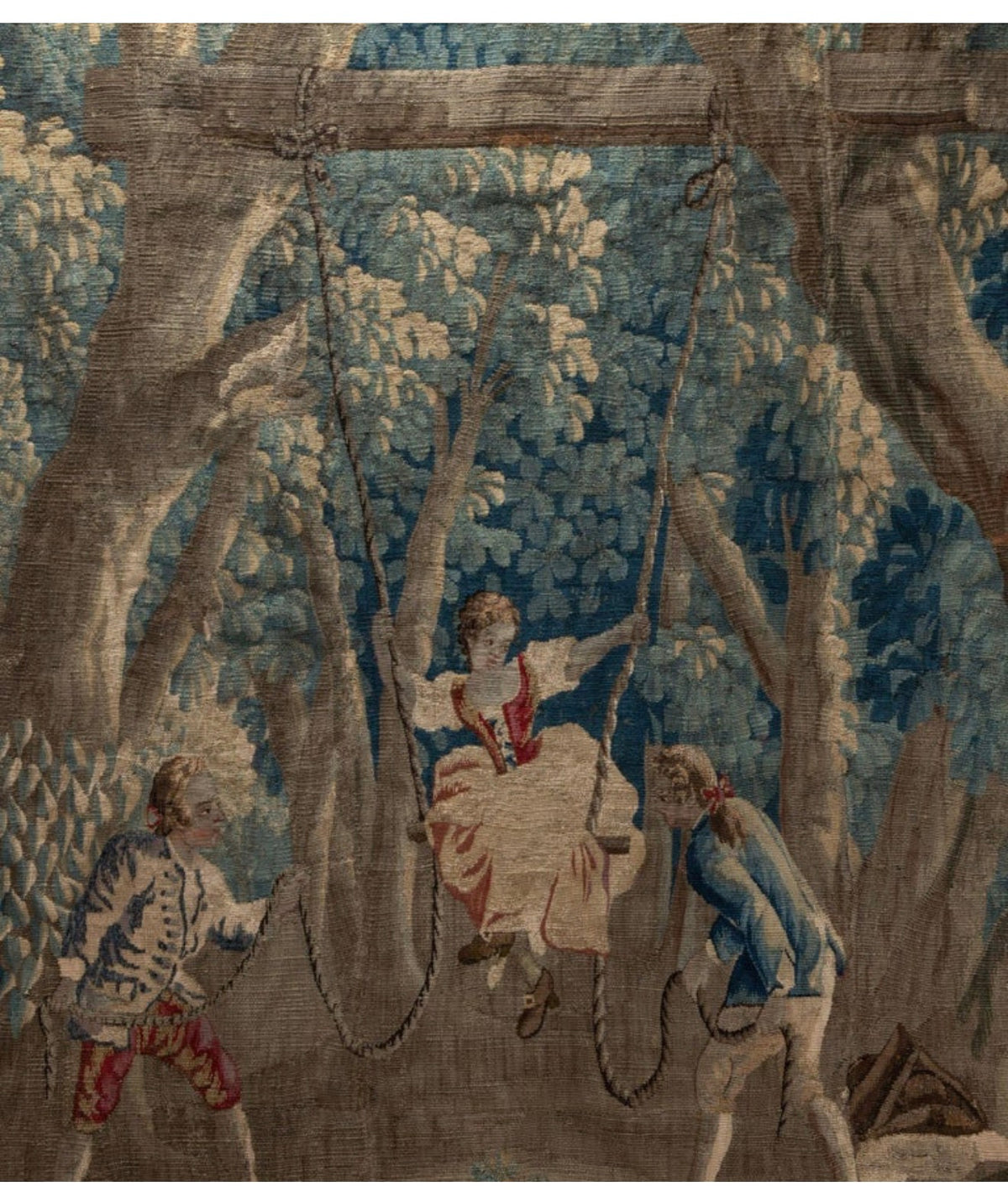 Early 18th Century Flemish Tapestry Wall Hanging - Girl on a Swing