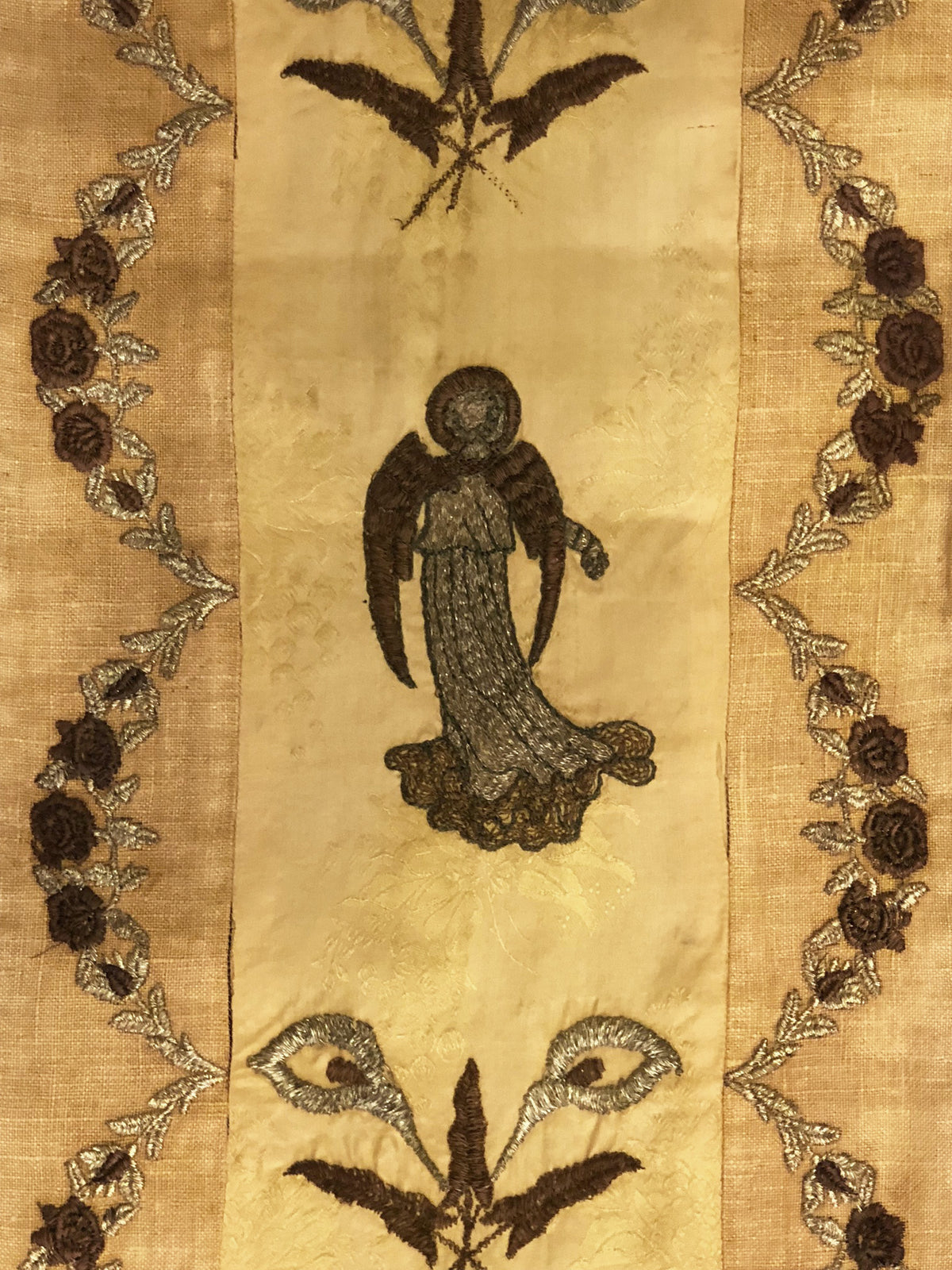 18th Century Italian Silk Embroidery Panel ID: L0619-01