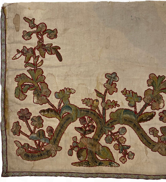 18th Century French Embroidery on Brocade ID: L0619-11