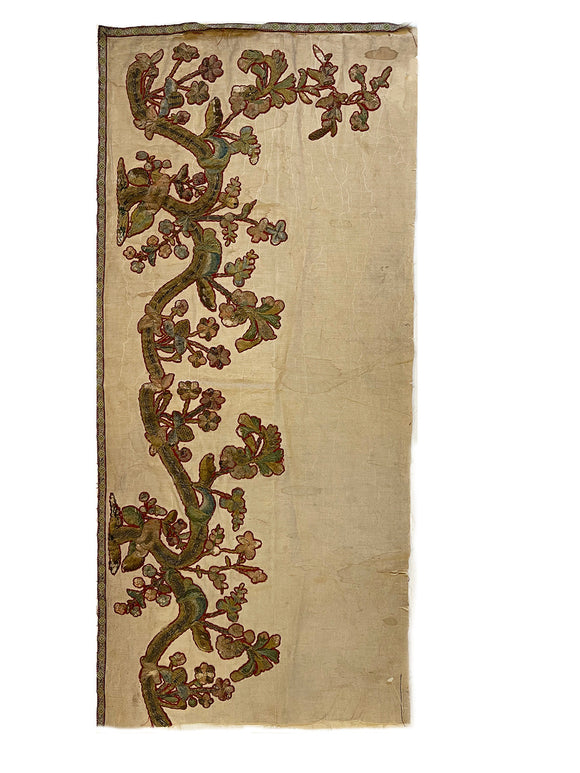 18th Century French Embroidery on Brocade ID: L0619-11