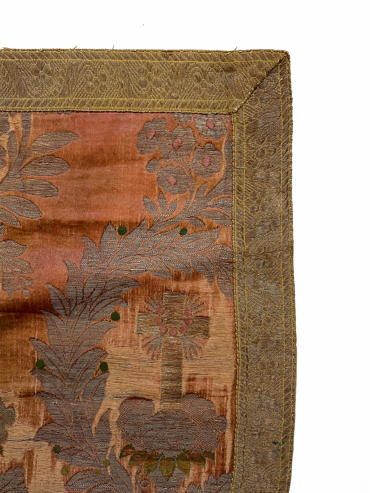16th Century Italian Embroidery on Brocade ID: M38