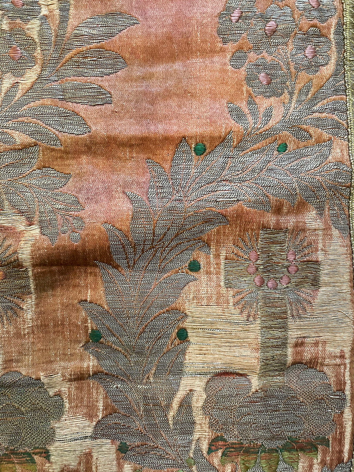 16th Century Italian Embroidery on Brocade ID: M38