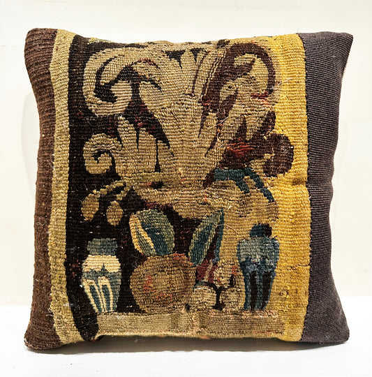 17th Century Brussels Tapestry Border Pillow ID: P221204
