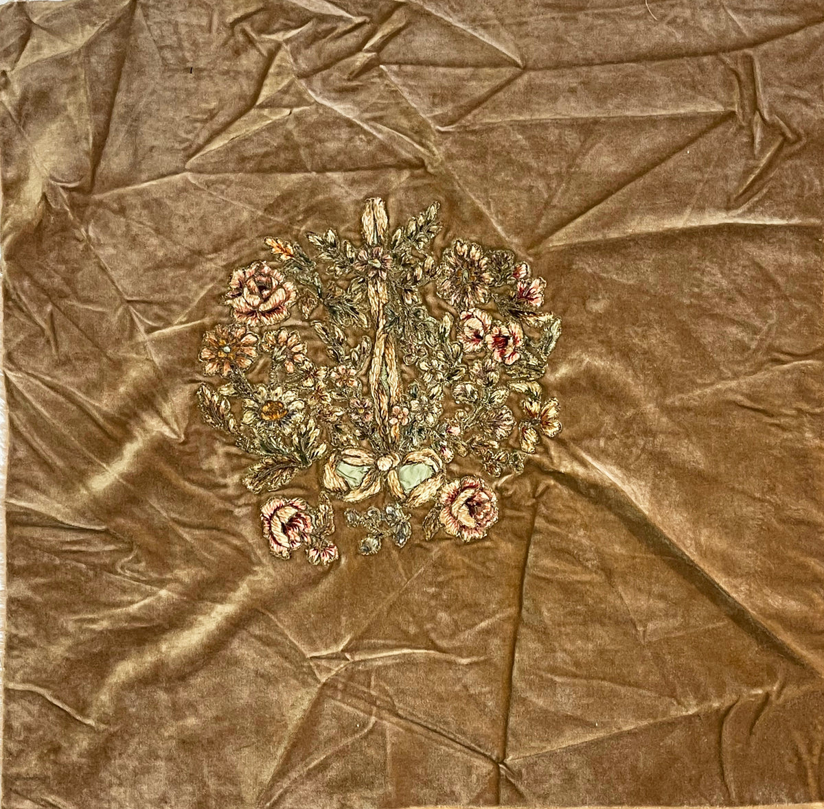 18th Century French Applique on Velvet for Pillow ID: T042115