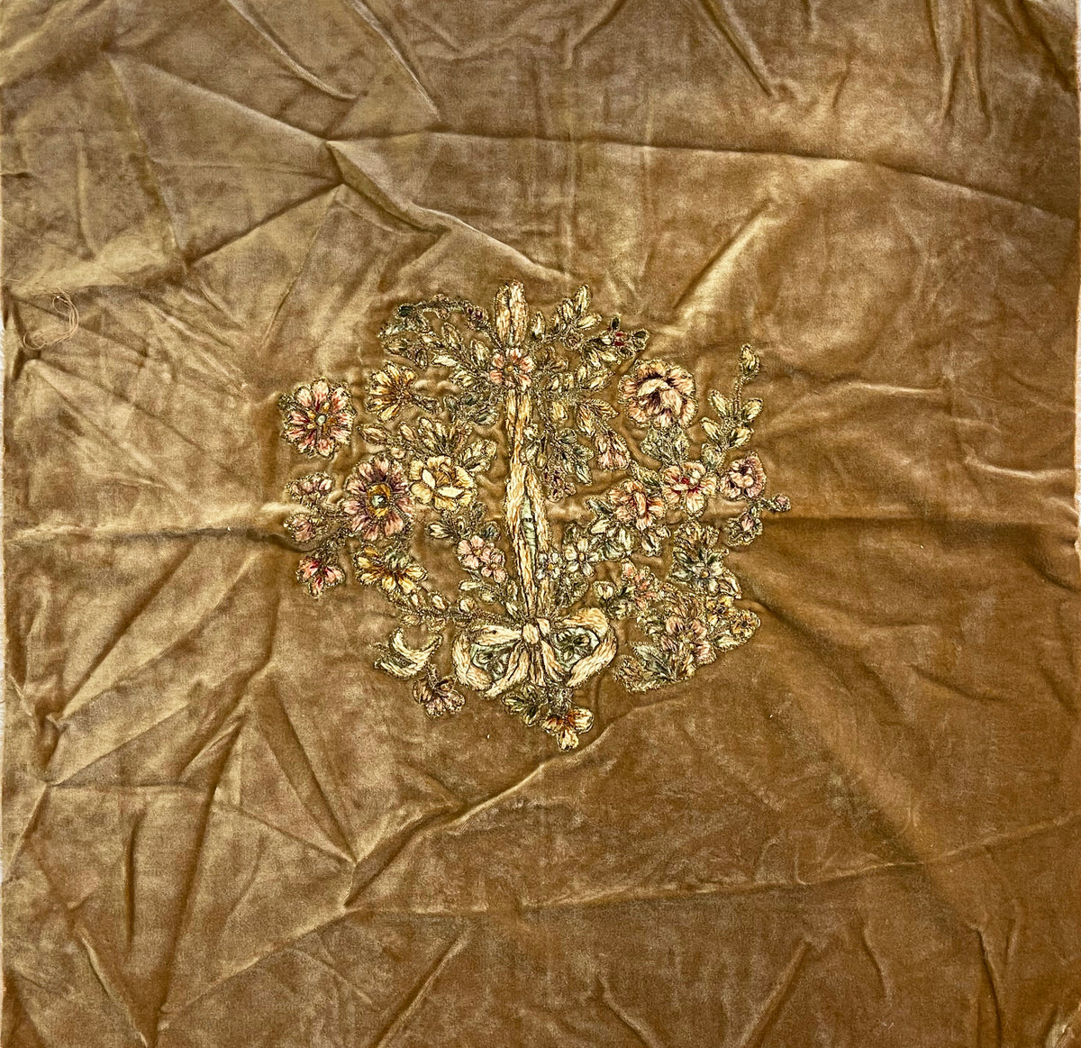 18th Century French Applique on Velvet for Pillow ID: T042115