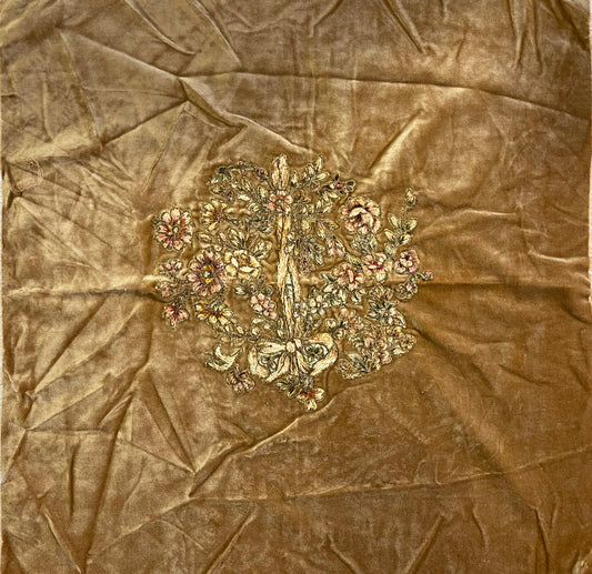 18th Century French Applique on Velvet for Pillow ID: T042115