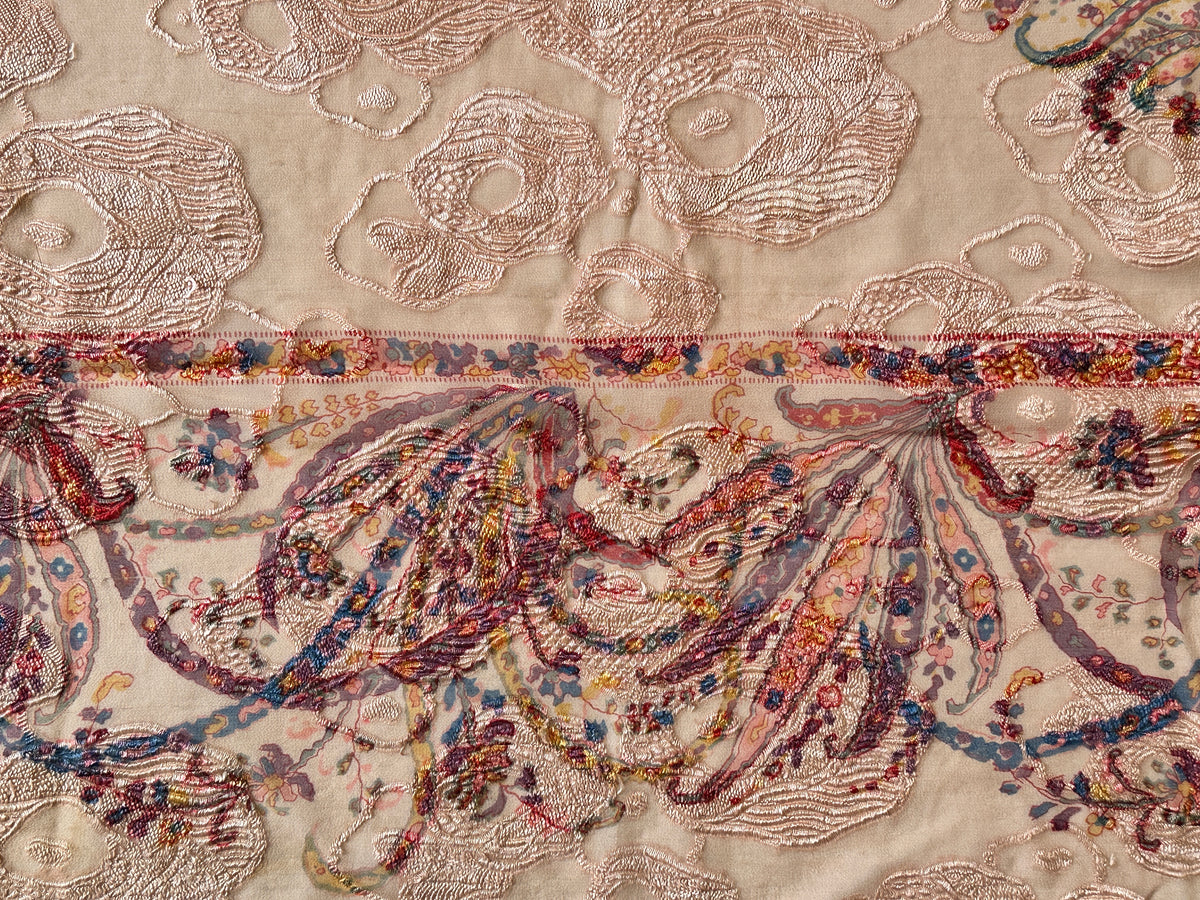 19th Century French Hand-painted Textile ID: T082402