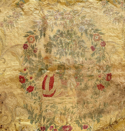 19th Century French Silk Brocade Seat cover ID: T082406