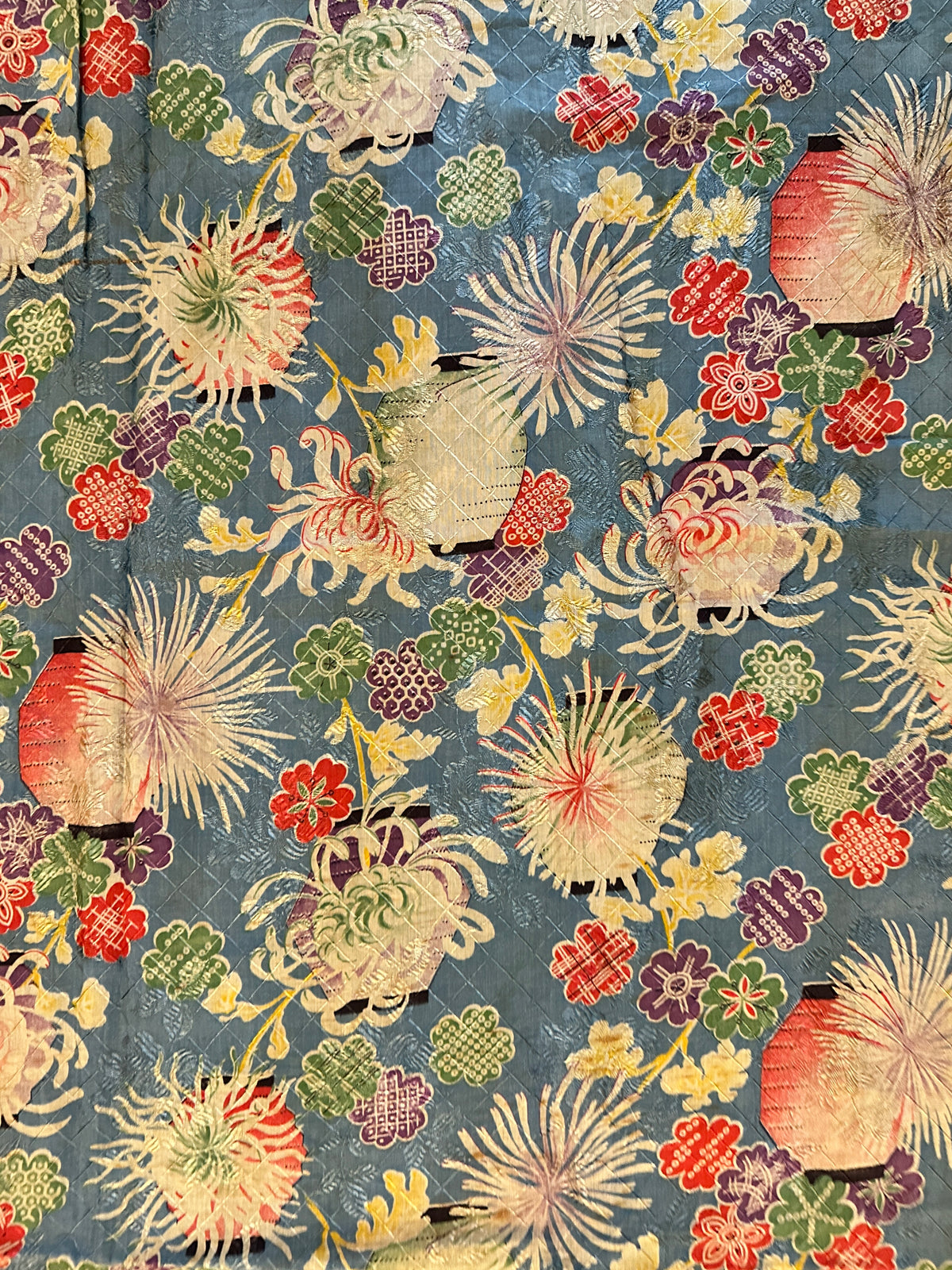 19th Century Japanese Fabric with Floral Motif ID: T082430
