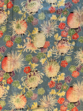 19th Century Japanese Fabric with Floral Motif