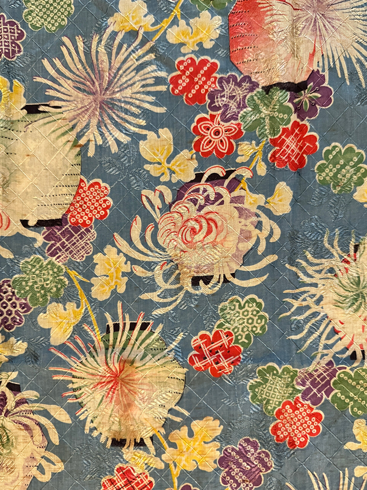 19th Century Japanese Fabric with Floral Motif ID: T082430