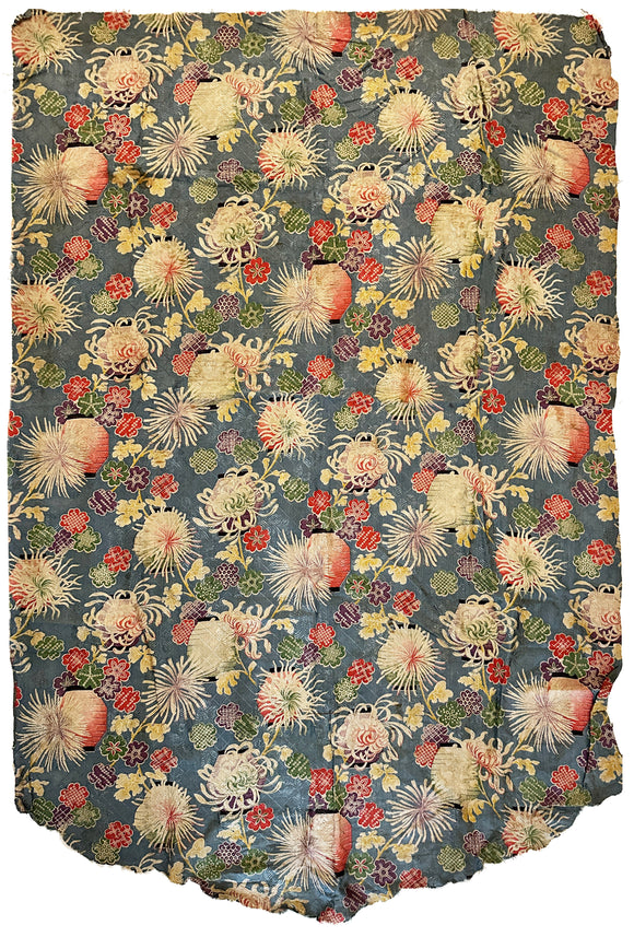 19th Century Japanese Fabric with Floral Motif