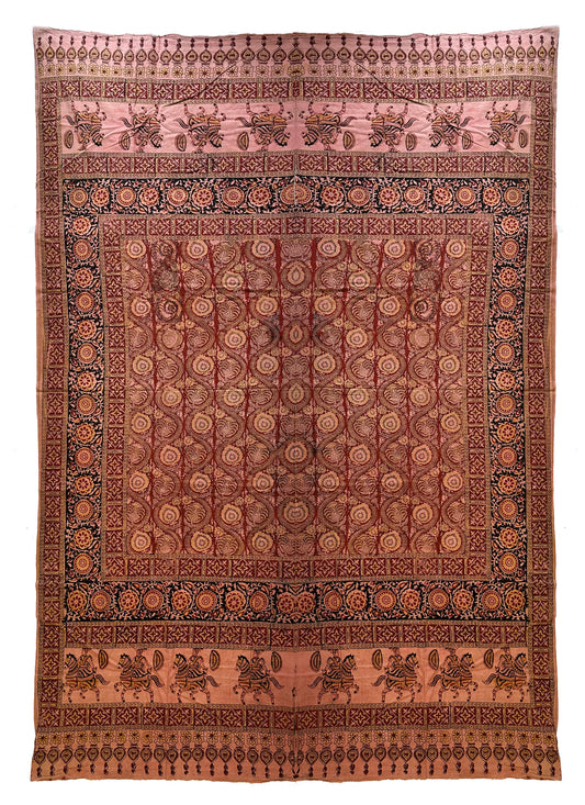20th Century Turkish Block Print on Cotton Textile ID: T082445