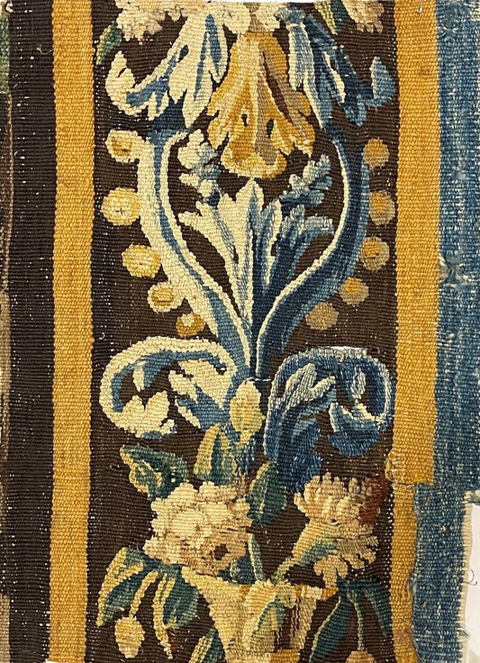 17th Century Brussels Tapestry Border Fragment ID: T121401